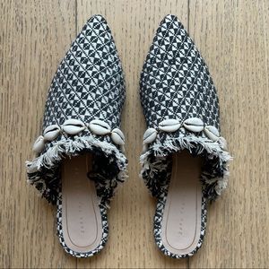 Slip On Mules with Shell Trim Detailing